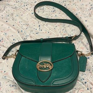 Coach hunter green leather bag